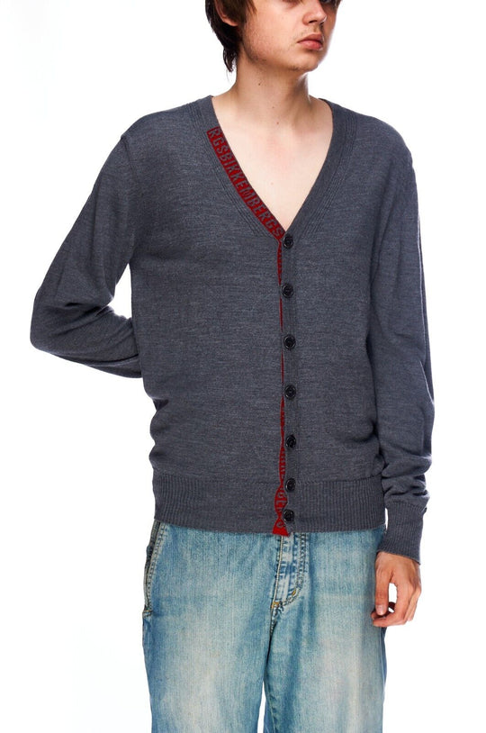 DIRK BIKKEMBERGS Wool Blend Grey V-Neck Cardigan Mens Jumper Size M