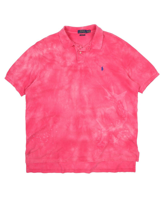 POLO RALPH LAUREN Shirt Pink Tie Dye Cotton Men's Short Sleeve Size XXL