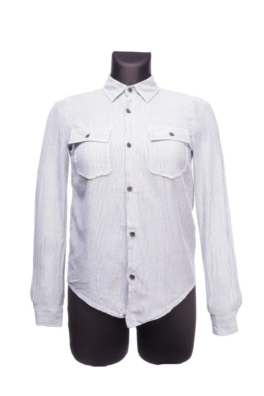 APC Grey Striped 100% Cotton LS Shirt Size 34