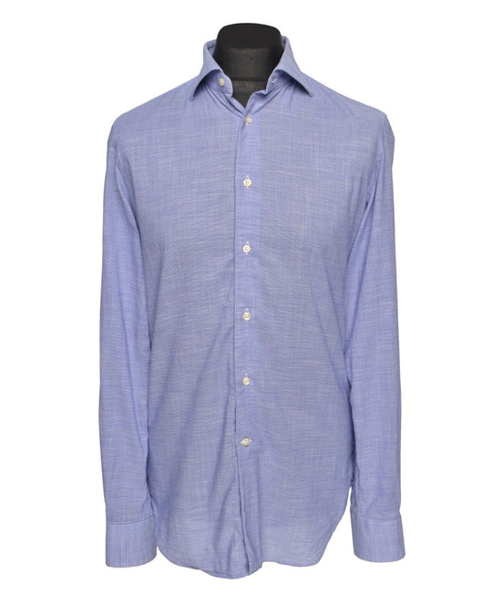 BOGGI Milano Shirt White Navy Print Cotton Men's Button Up Size 40 / 15 3/4