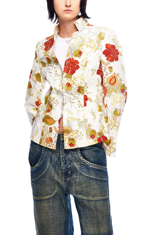 HABSBURG Blazer Jacket White Floral Print Women's Size ~M