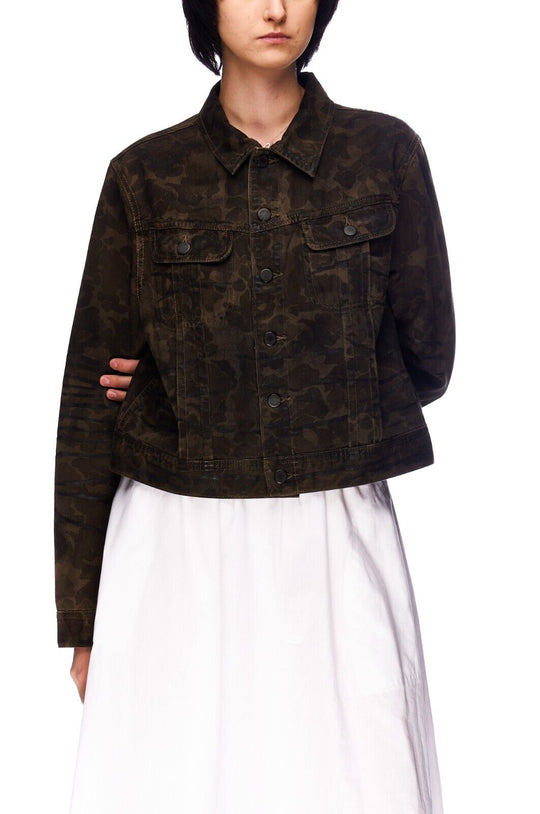 POLO RALPH LAUREN Trucker Jacket Brown Camo Cotton Women's Multipocket Size L