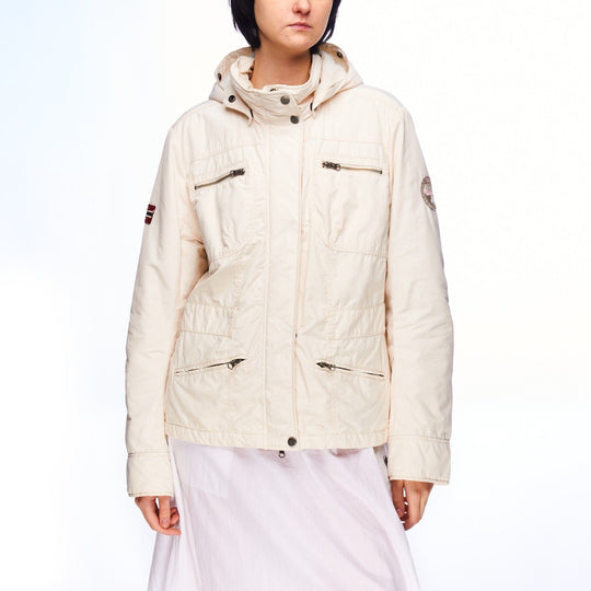 NAPAPIJRI Sidewalk Property Hooded Jacket Ivory Women's Outdoor Size XL