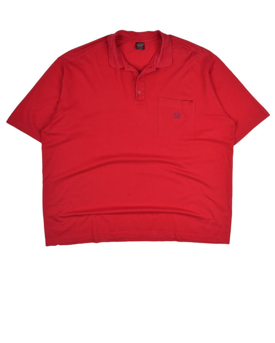 PAUL & SHARK Polo Shirt Red Pique Cotton Men's Short Sleeve Size 4XL