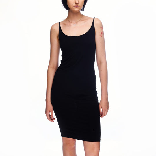 ANNETTE GORTZ Dress Black Stretch Scoop Neck Sleeveless Womens Bodycon Small