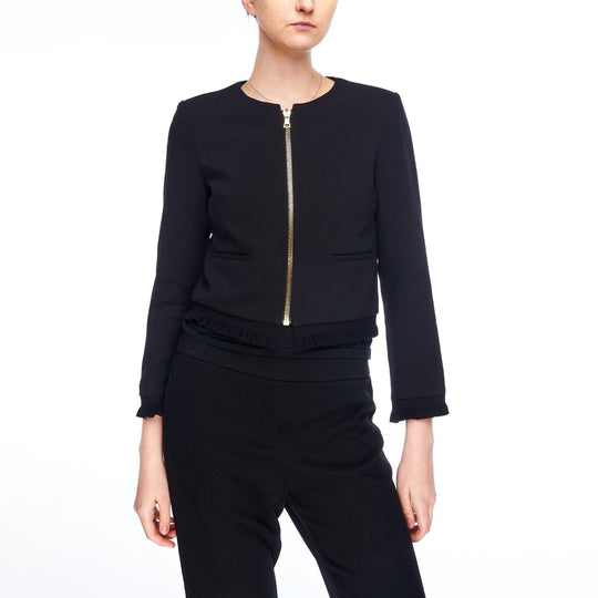 SANDRO PARIS Jacket Black Viscose Women's Short Blazer Size 36