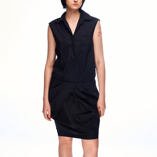 MAX MARA Dress Black Collared Cotton Women's Sleeveless Size 6 US / 40 IT