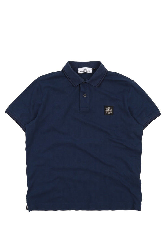 STONE ISLAND Polo Shirt Blue Cotton Men's Patch Program T-Shirt Size L