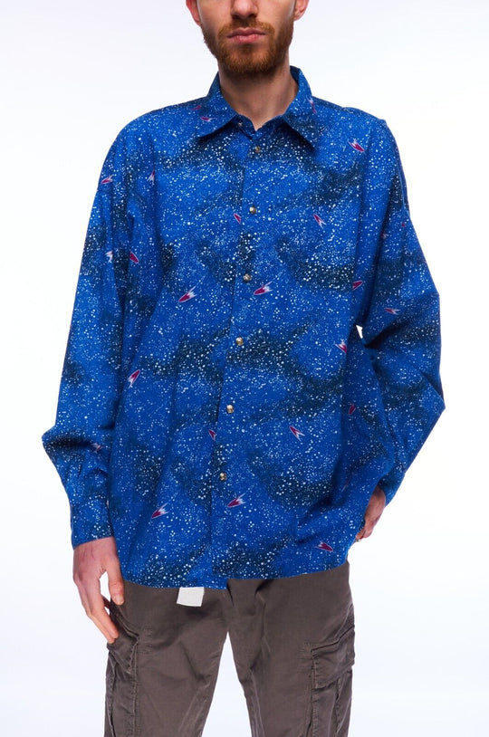 VERSACE JEANS COUTURE Shirt Navy Cotton Men's Button Up Size L