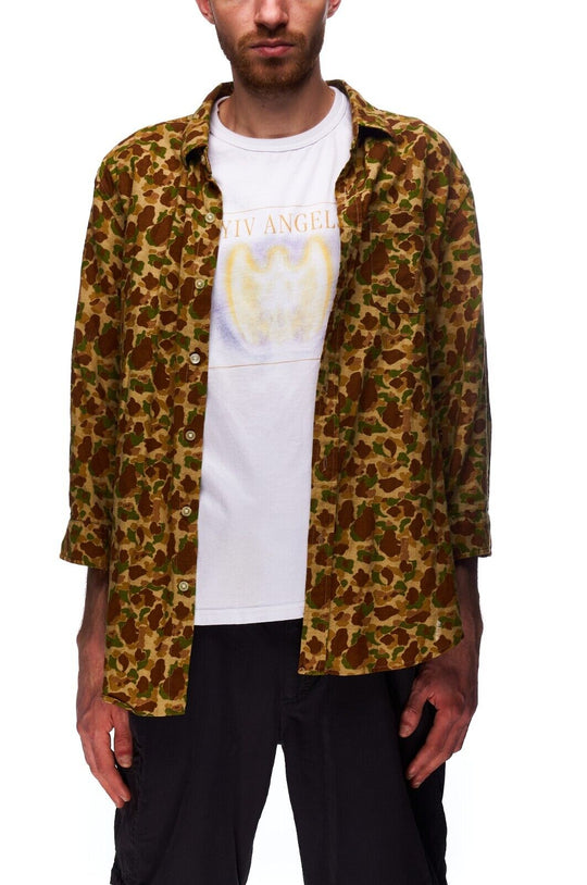 RAGEBLUE Japan Shirt Camo Green Men's 3/4 Sleeve Size L