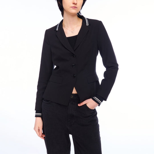 NVSCO Fitted Blazer Jacket Black Viscose Women's Size 42