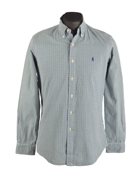 RALPH LAUREN Shirt Green Purple Check Cotton Men's Button Down Size M