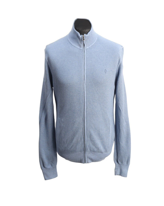 POLO RALPH LAUREN Full Zip Sweater Blue Cotton Men's Knit Jumper Size M