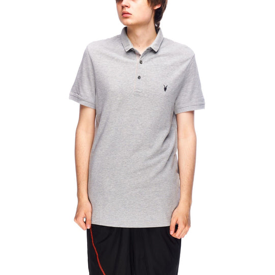 ALL SAINTS Sandringham Polo Shirt Grey Cotton Men's T-Shirt Size L
