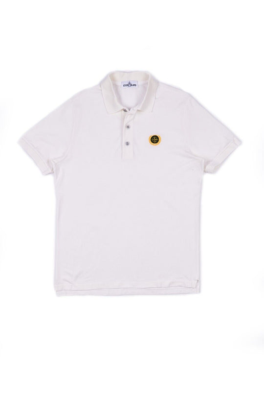 STONE ISLAND 30 Anni Polo Shirt Ivory Cotton Mens Patch Program T-Shirt Size L