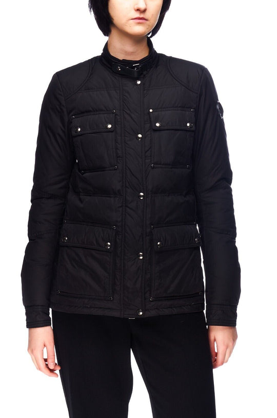 BELSTAFF Quilted Jacket Black Nylon Women's Moto Down Puffer Coat Size S