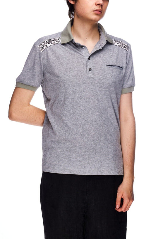JOHN GALLIANO Polo Shirt Gray Cotton Men's Short Sleeve T-Shirt Size S