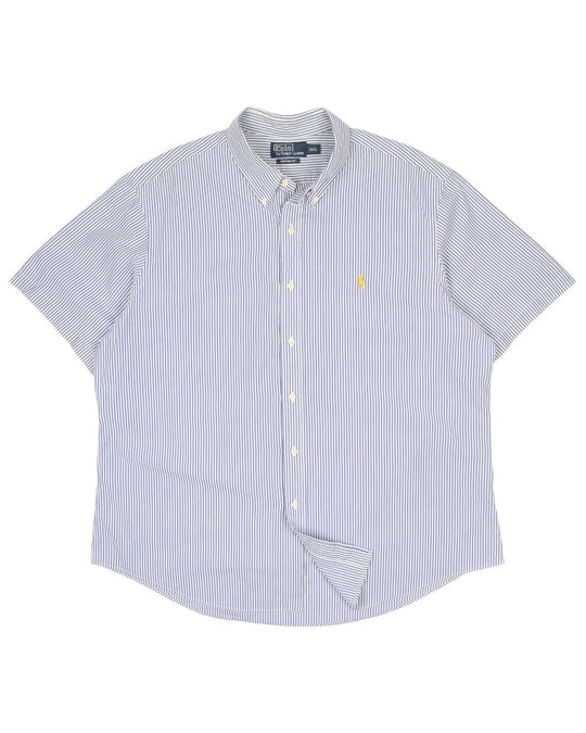 POLO RALPH LAUREN Shirt White Blue Stripes Cotton Men's Button Down Size XXL