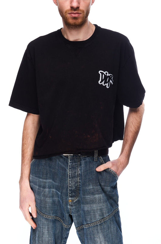 DIOR T-Shirt Black Men's Big Logo Tee Short Sleeve Top Size ~M
