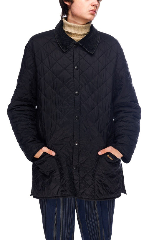 BARBOUR Liddesdale Jacket Black Mens Quilted Coat Size L