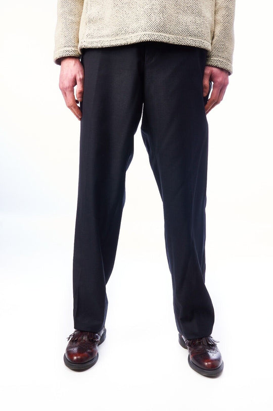 ERMENEGILDO ZEGNA Dress Pants Black Wool Men's Straight Leg Trousers Size 58 R