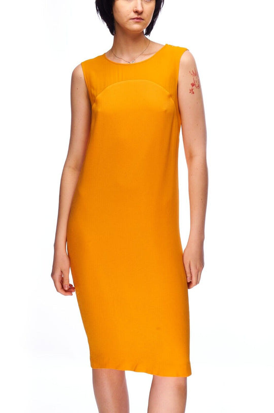 JIL SANDER Sleeveless Dress Orange Stretch Women's Size 36