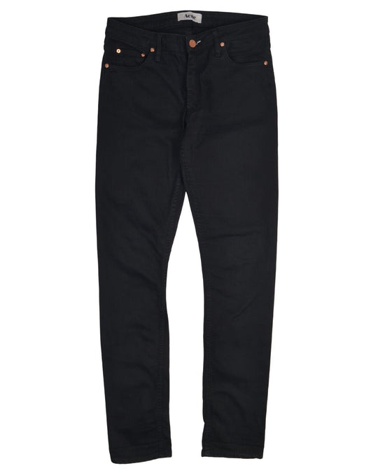 ACNE Jeans Flex Wet Black Denim Cotton Men's Straight Leg Pants Size 30x32