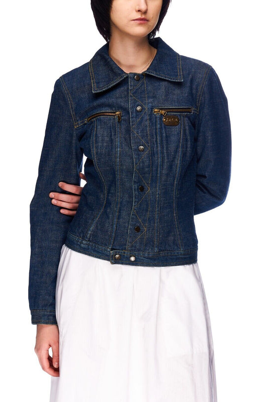 D&G DOLCE & GABBANA Trucker Jacket Blue Denim Cotton Women's Corset Size S