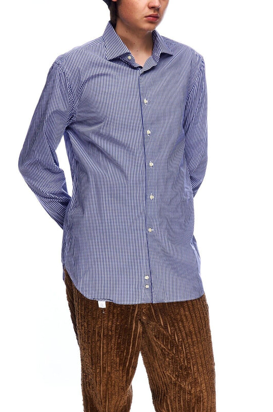 BOGGI Milano Shirt Blue Check Cotton Men's Button Up Size 42 / 16