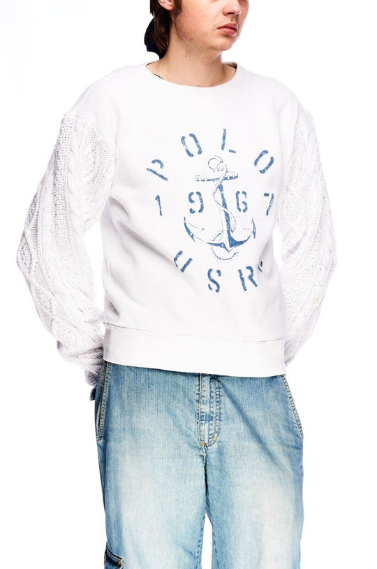 Polo By RALPH LAUREN Sweatshirt White Cotton Womens Jumper Size XS