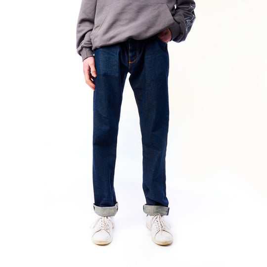 SUPERDRY Jeans Navy Selvage Denim Cotton Men's Button Fly Pants  Size W 37 L 33