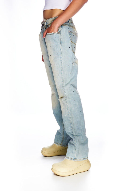 ICEBERG Jeans Blue Denim Cotton Women's Straight Leg Pants Low Waist Y2k Size ~S