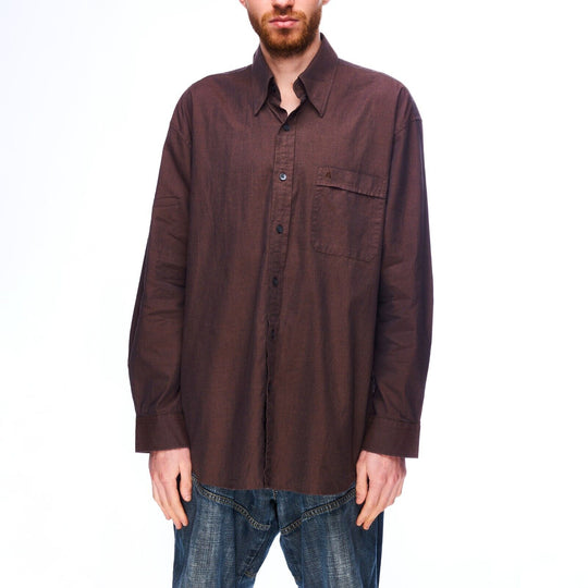 AQUASCUTUM Dress Shirt Dark Chocolate Brown Cotton Men's Size 42 / 16,5