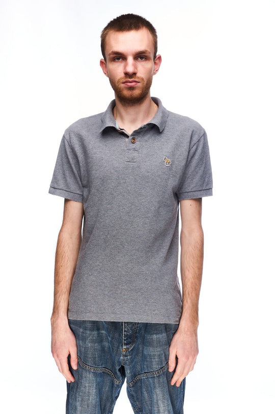 PAUL SMITH Polo Shirt Gray Pique Cotton Men's Short Sleeve Size S