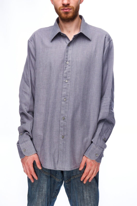 ERMENEGILDO ZEGNA City Shirt Gray Cotton Men's Button Up Size 5 / XL