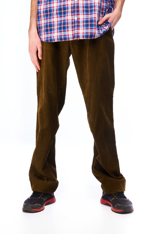 GANT Chino Pants Brown Corduroy Cotton Men's Straight Leg Trousers Size 34