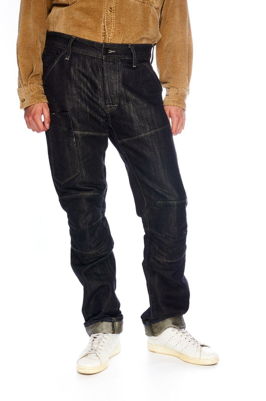 DAINESE Biker Jeans Black Denim Cotton Men's Moto Button Fly Size W34 / L36