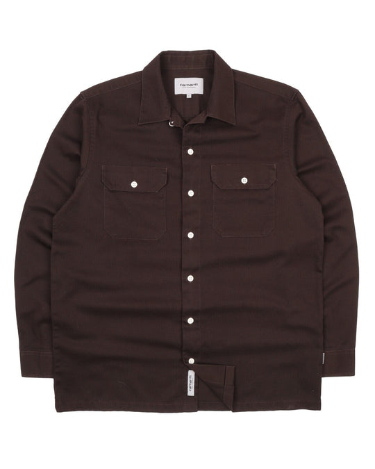 CARHARTT WIP L/S Master Shirt Brown Cotton Men's Size L