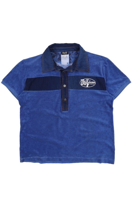 D&G DOLCE GABBANA Polo Shirt Blue Cotton Men's Tee Size L