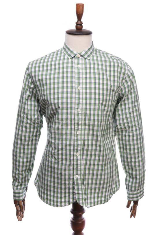 Men's PAUL SMITH JEANS Green Check Cotton Tailored Fit Shirt Size XL