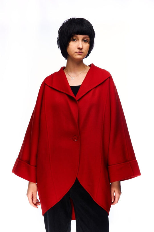 SALVATORE FERRAGAMO Coat Red Women's Cape Jacket Size ~L