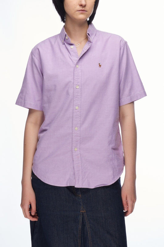 RALPH LAUREN Shirt Purple Cotton Women's Button Down Short Sleeve Size M