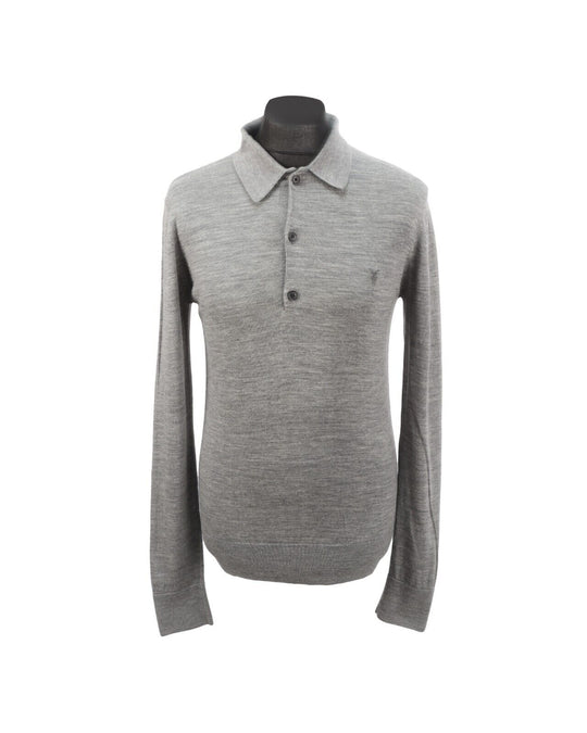 ALLSAINTS Longsleeve Polo Shirt Gray Men's Size M