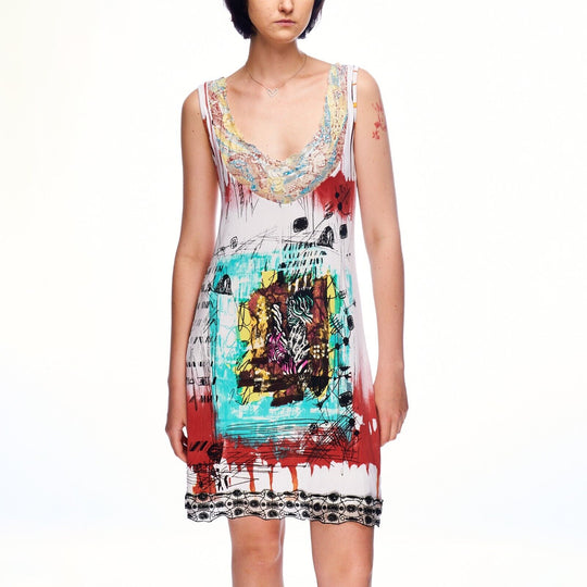 SAVE THE QUEEN A-Line Dress Multicolor Abstract Print Viscose Women's Size ~M