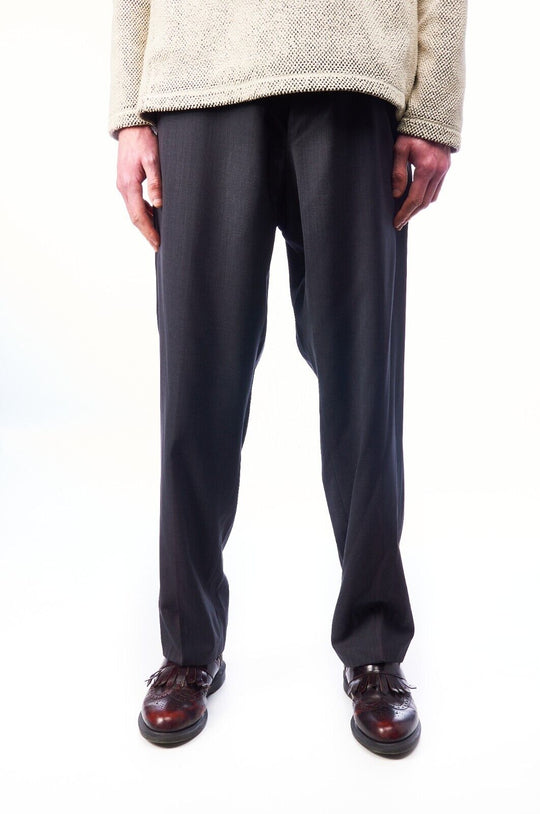 ERMENEGILDO ZEGNA Dress Pants Gray Wool Men's Straight Leg Trousers Size 58