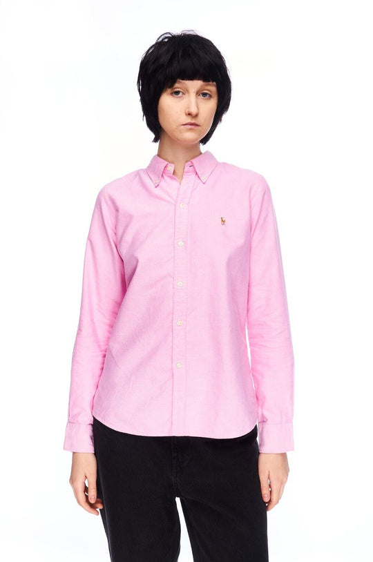 RALPH LAUREN Sport Shirt Pink Cotton Women's Button Down Slim Fit Size 10