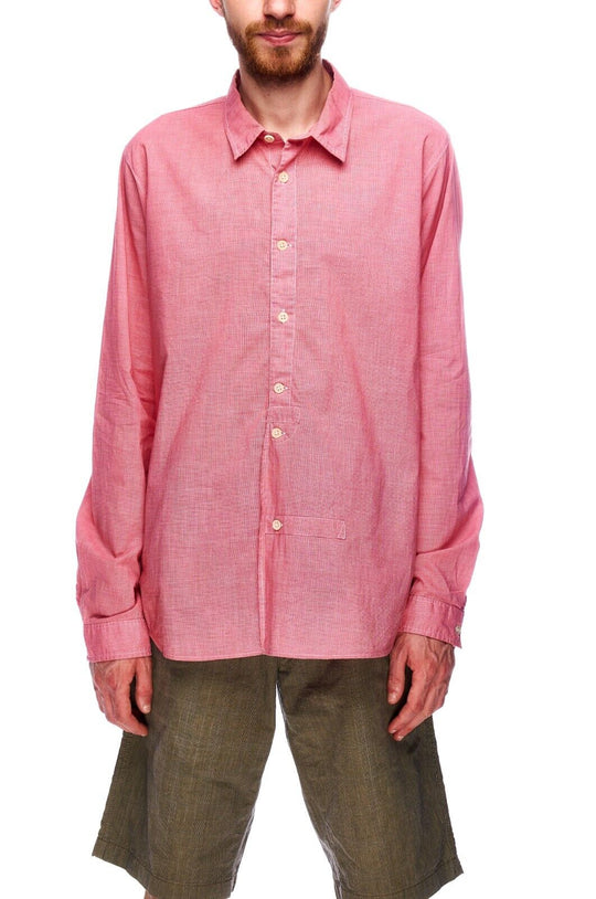 FOLK Shirt Red Cotton Men's Button Up Size 4 / L