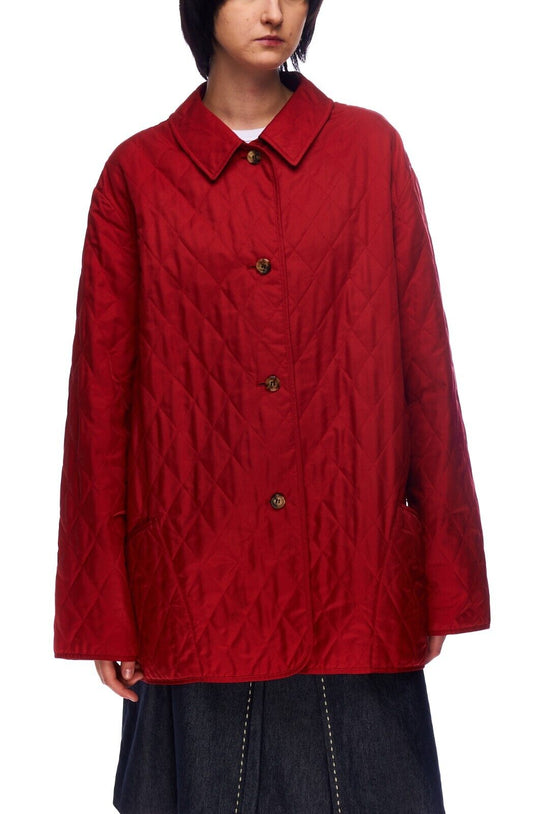 BURBERRY Quilted Jacket Red Womens Nova Check Lining Size XL
