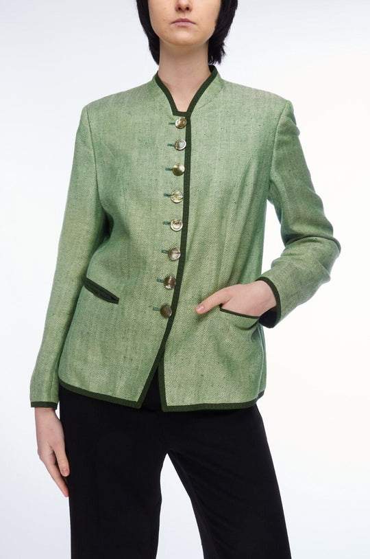 HABSBURG Klementia Blazer Jacket Green Linen Silk Women's Size 42