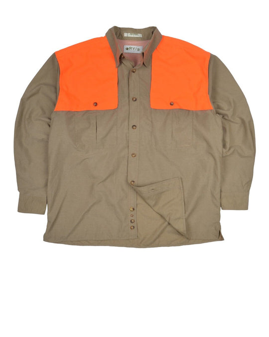 ORVIS Hunting  Jacket Orange Brown Cotton Men's Button Down Overshirt Size L